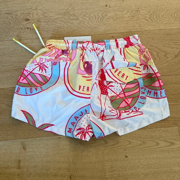 Maaji Very Cherry Swim Shorts Size S in White Red - Picture 4 of 4